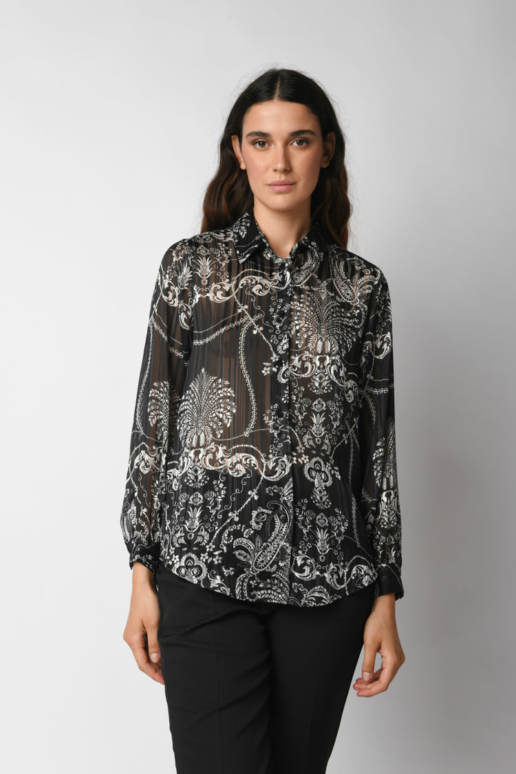 Ethnic-floral print georgette shirt