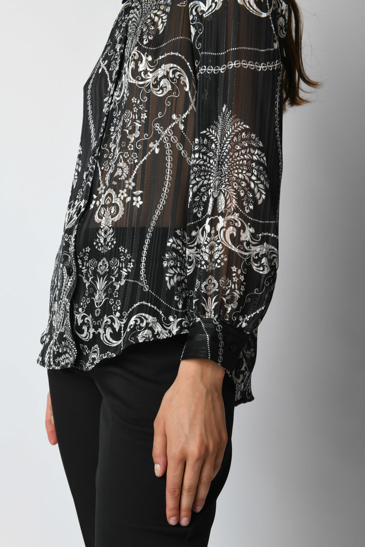 Ethnic-floral print georgette shirt