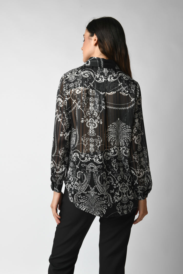 Ethnic-floral print georgette shirt