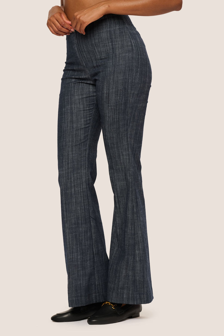 Denim-effect flared trousers