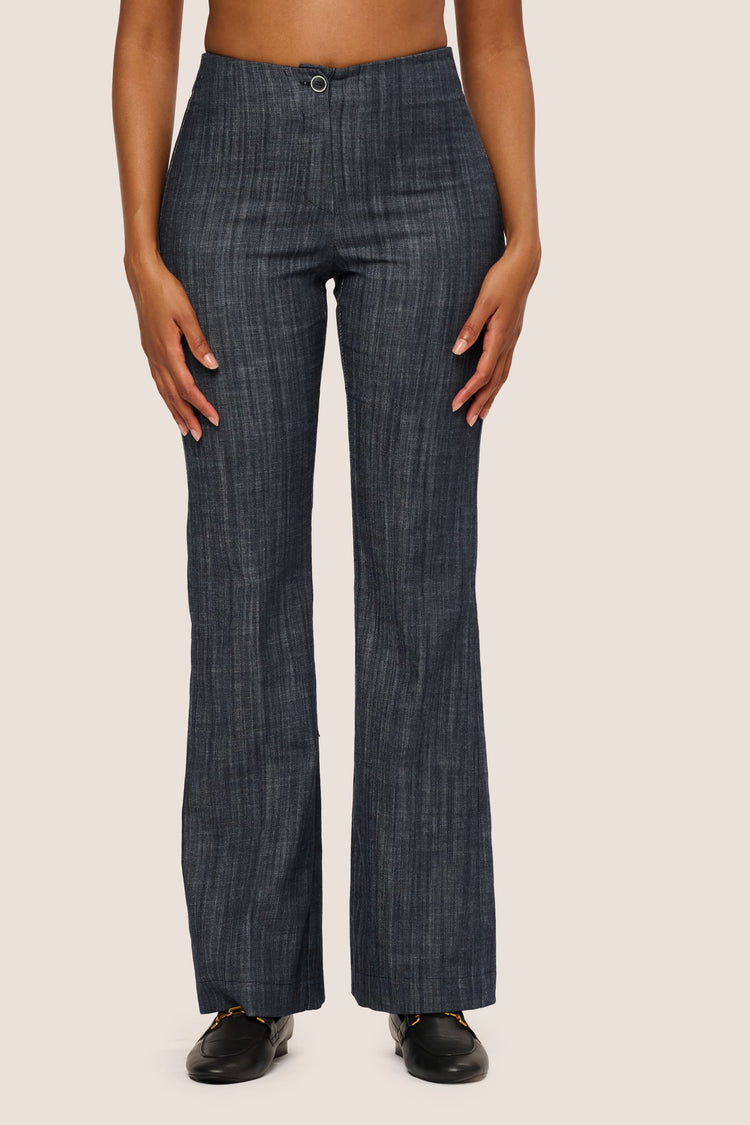 Denim-effect flared trousers