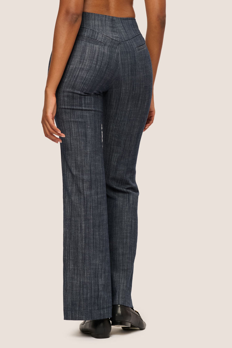 Denim-effect flared trousers