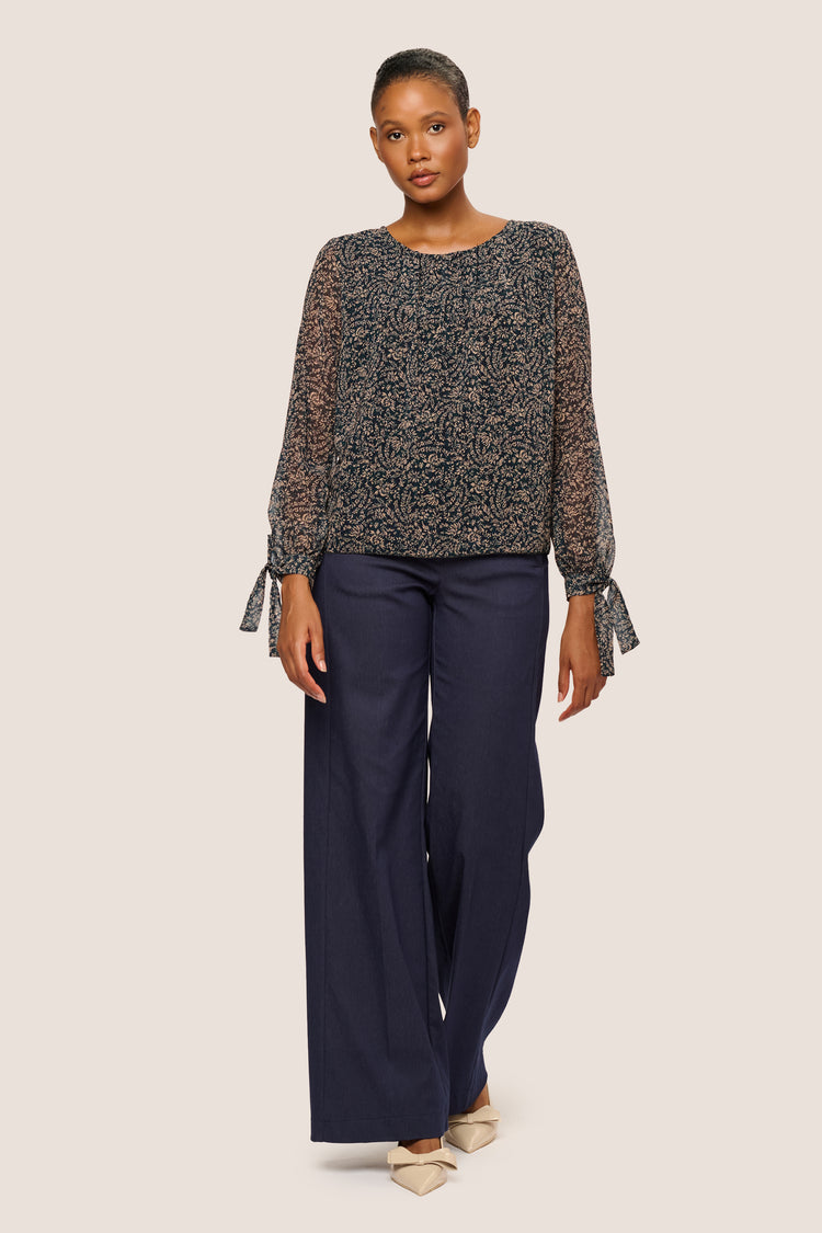 Viscose-blend wide-leg trousers