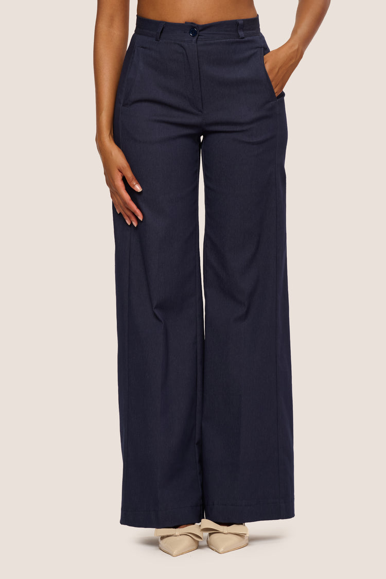 Viscose-blend wide-leg trousers