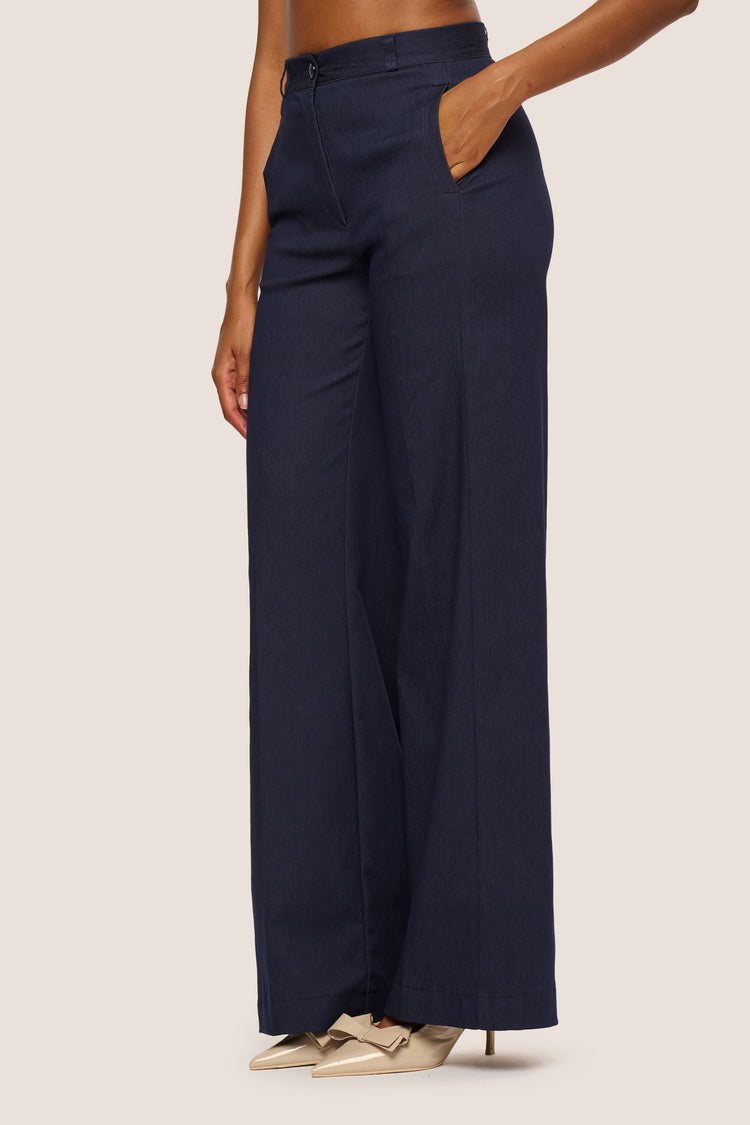 Viscose-blend wide-leg trousers