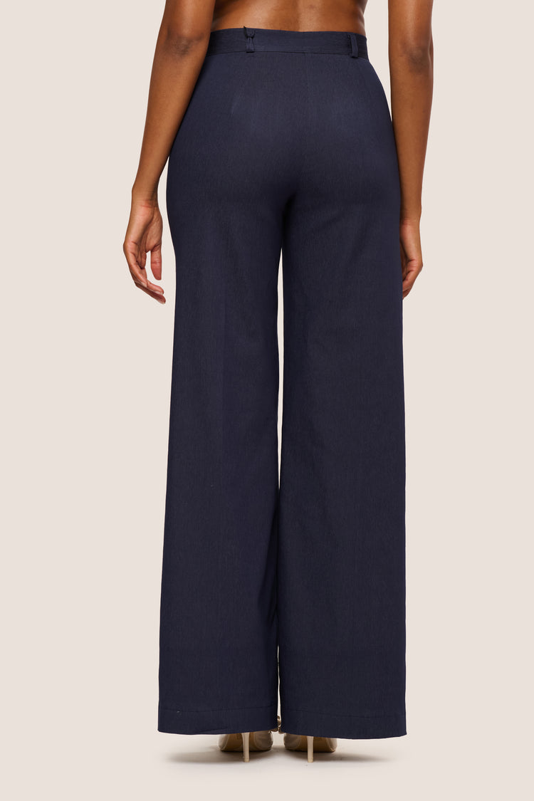 Viscose-blend wide-leg trousers