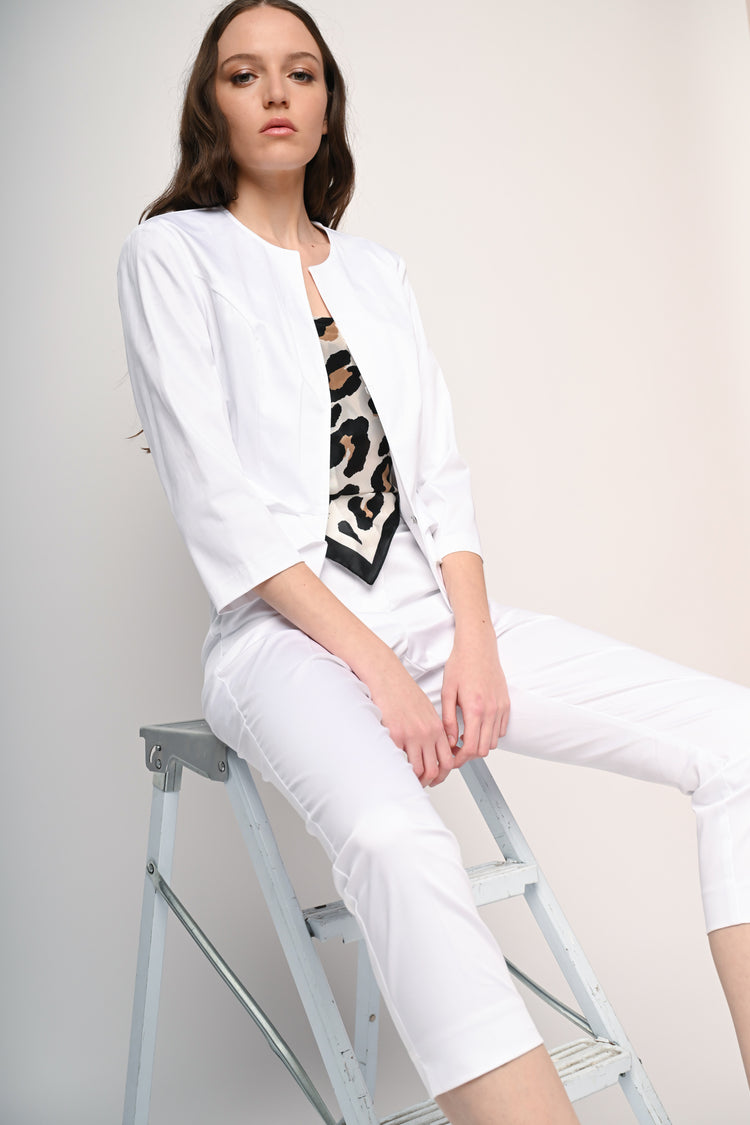 Stretch cotton cropped trousers