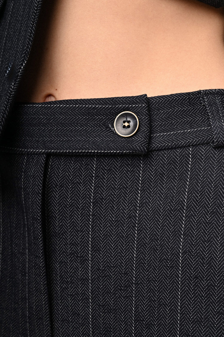 Pinstriped wide-leg trousers