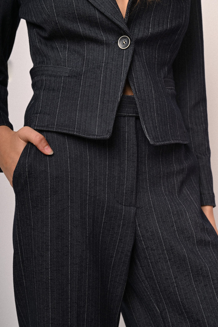 Pinstriped wide-leg trousers