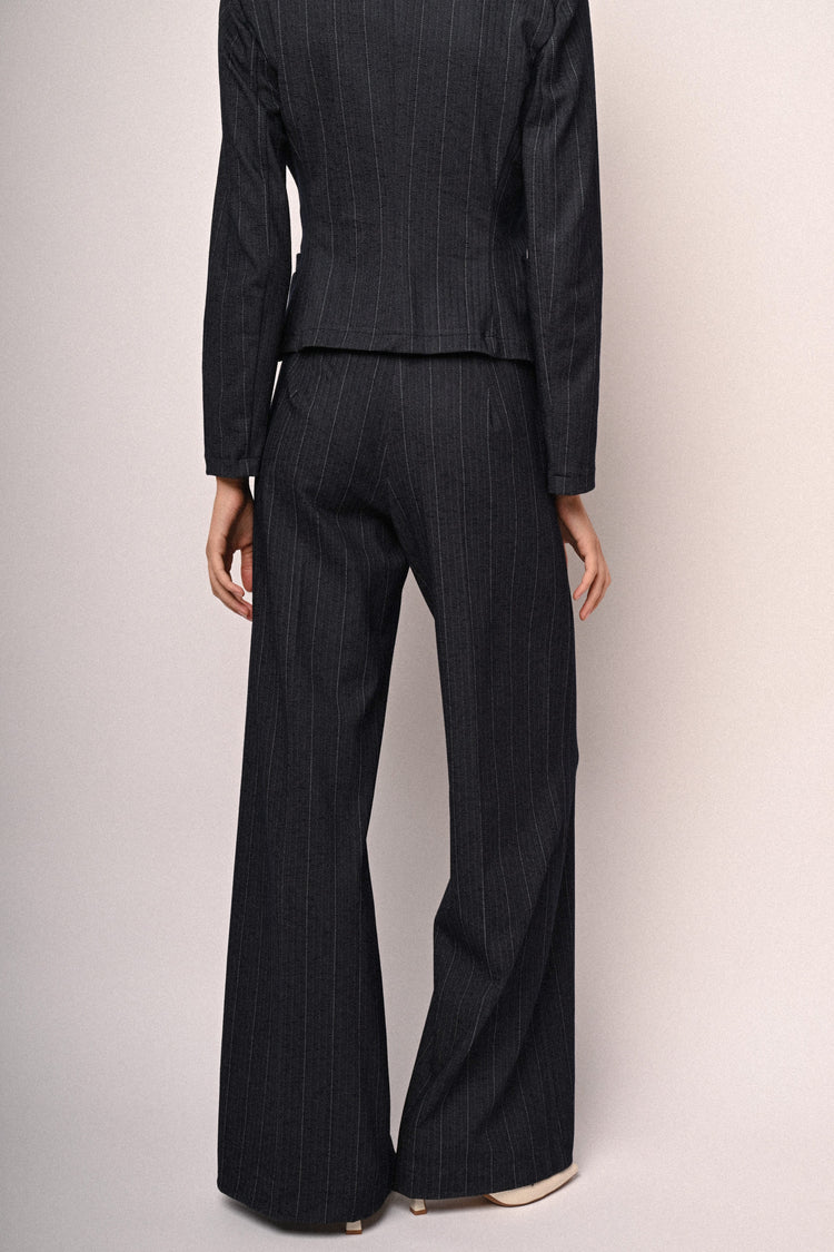 Pinstriped wide-leg trousers