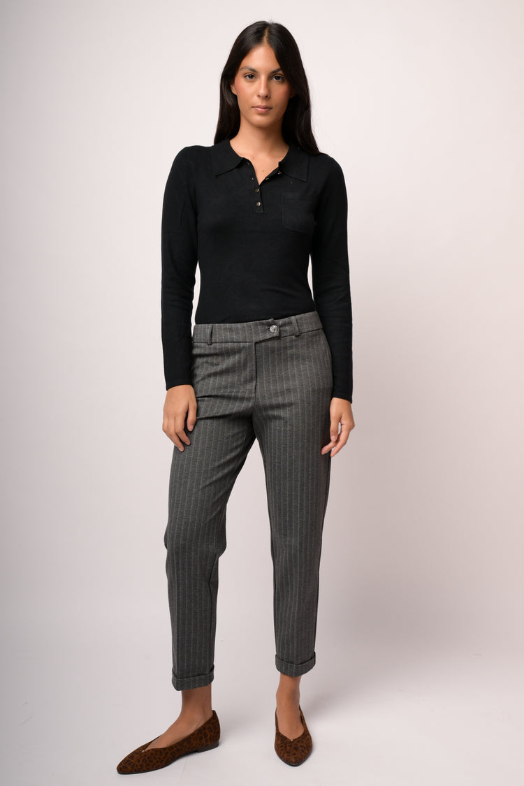Pantaloni slim linguetta