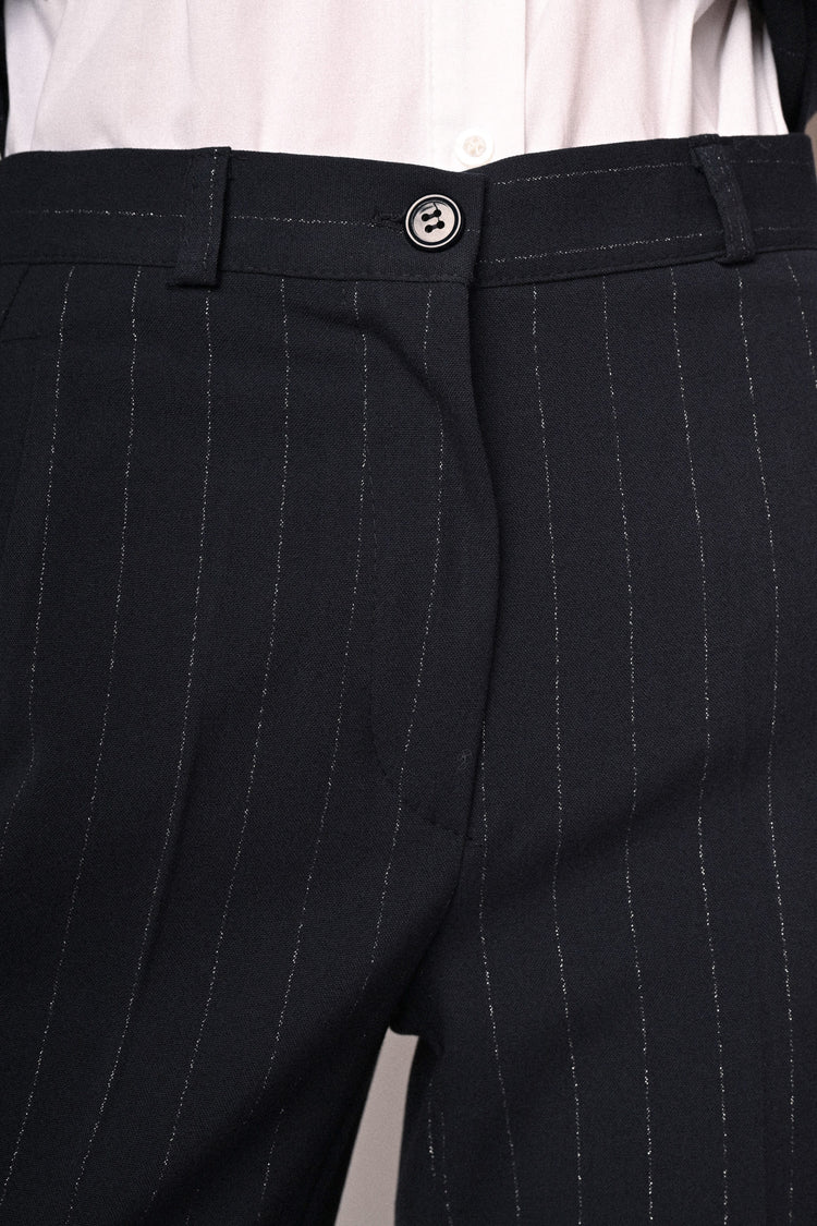 Lurex pinstriped wide-leg trousers