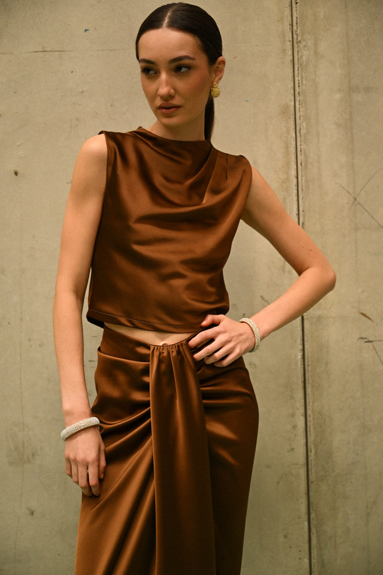 Back cut-out satin top