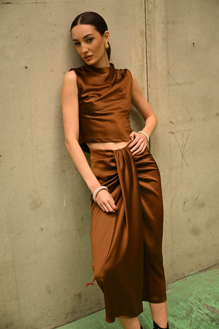Back cut-out satin top