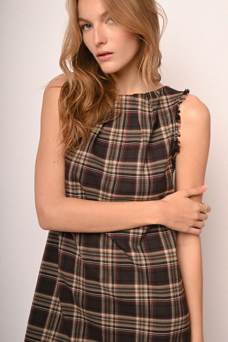 Tartan print mini dress