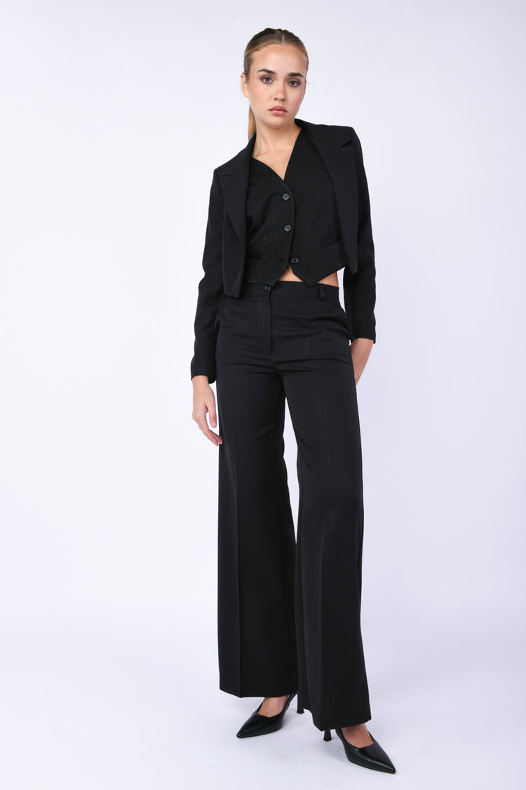 Lurex pinstriped wide leg pants