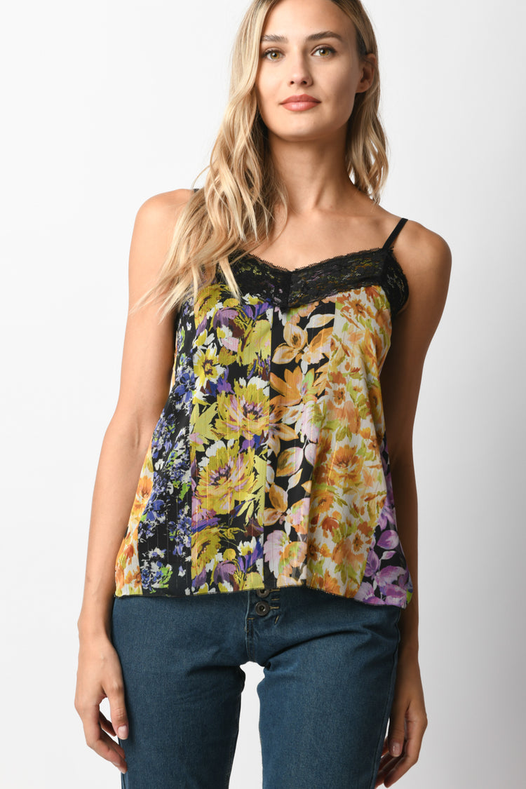 Floral print lace camisole