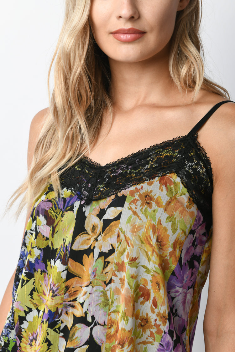 Floral print lace camisole