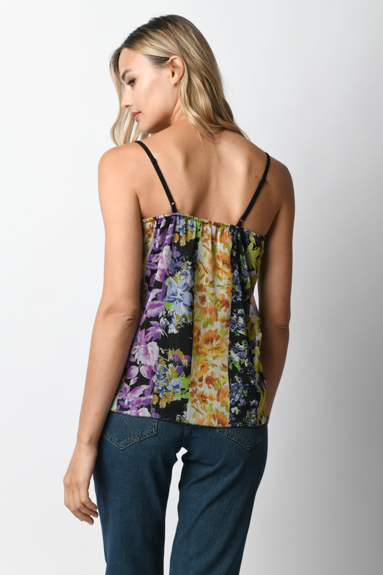 Floral print lace camisole