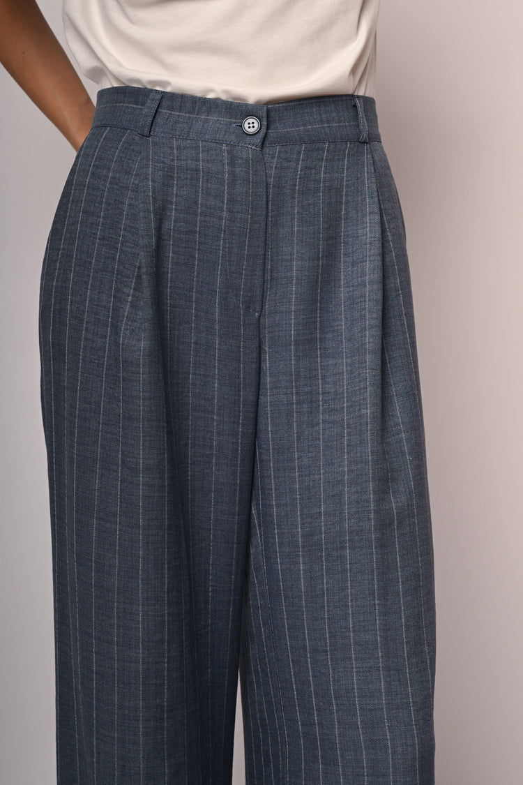 Pinstriped wide-leg trousers