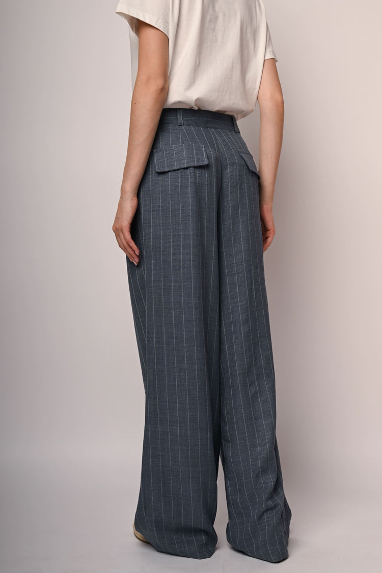 Pinstriped wide-leg trousers