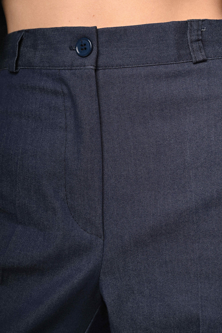 Cotton-blend wide-leg trousers