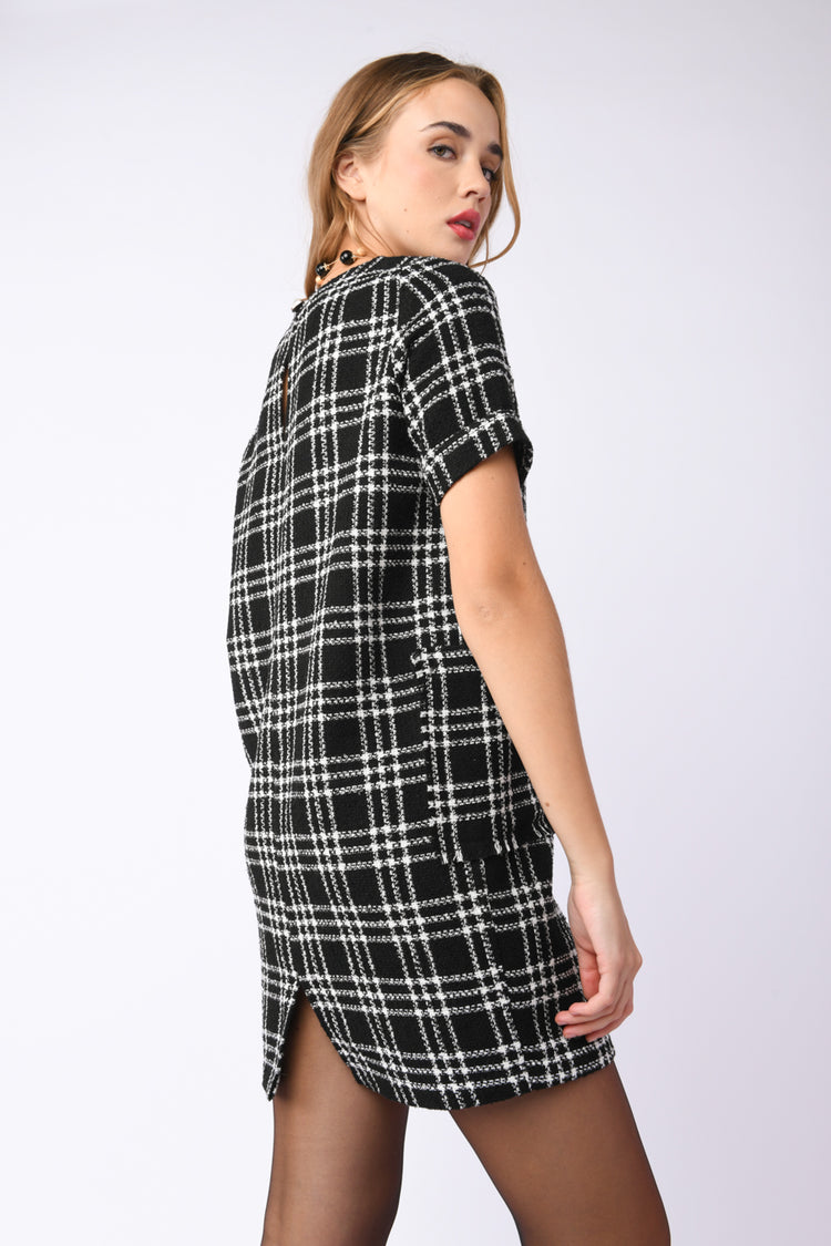 Check tweed mini dress