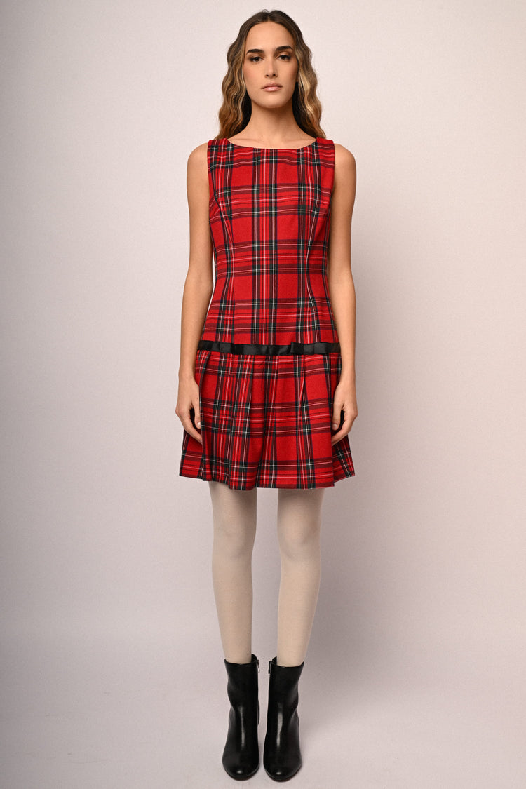 Tartan motif mini dress