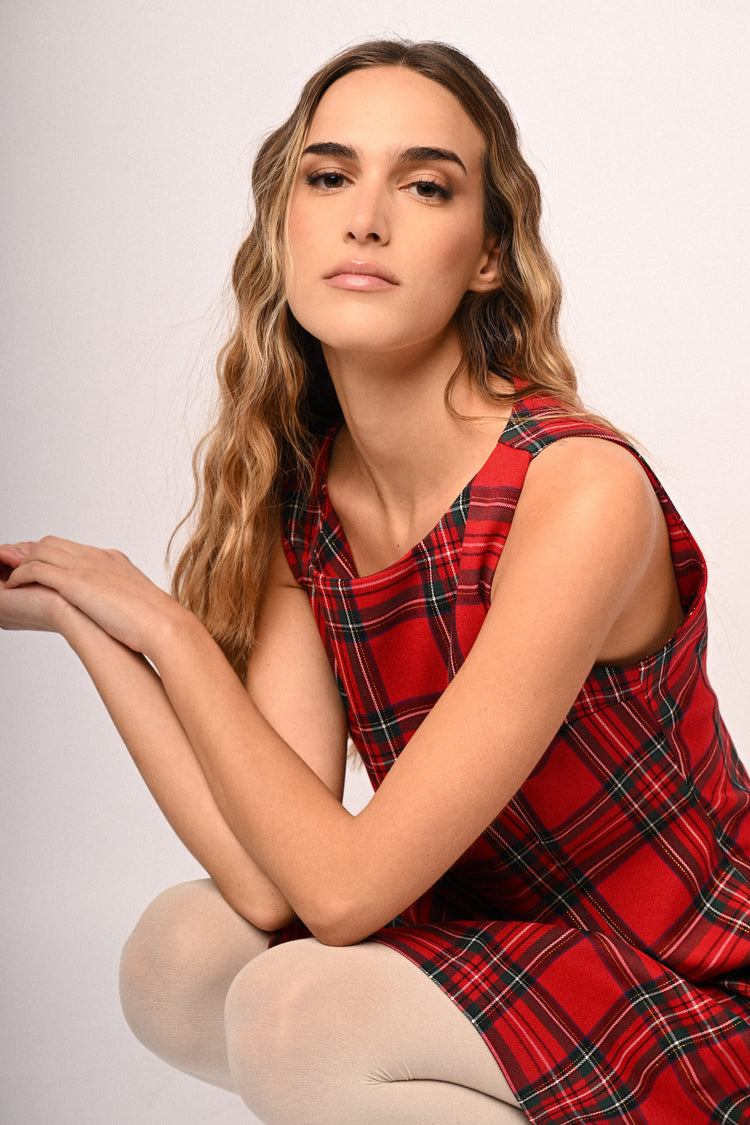 Tartan motif mini dress