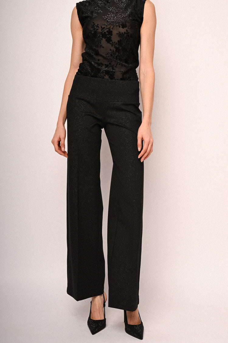 Glitter wide-leg trousers