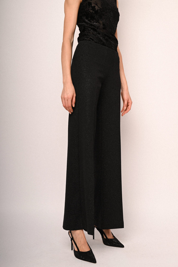 Glitter wide-leg trousers