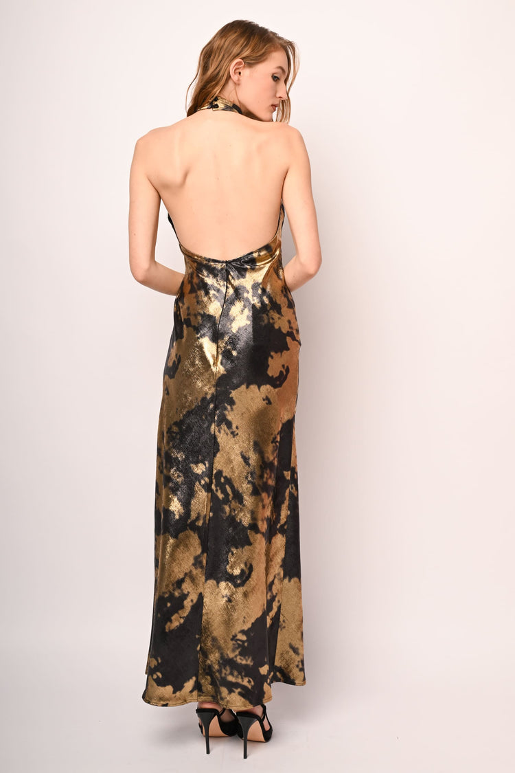 Abito lungo halter con nodo