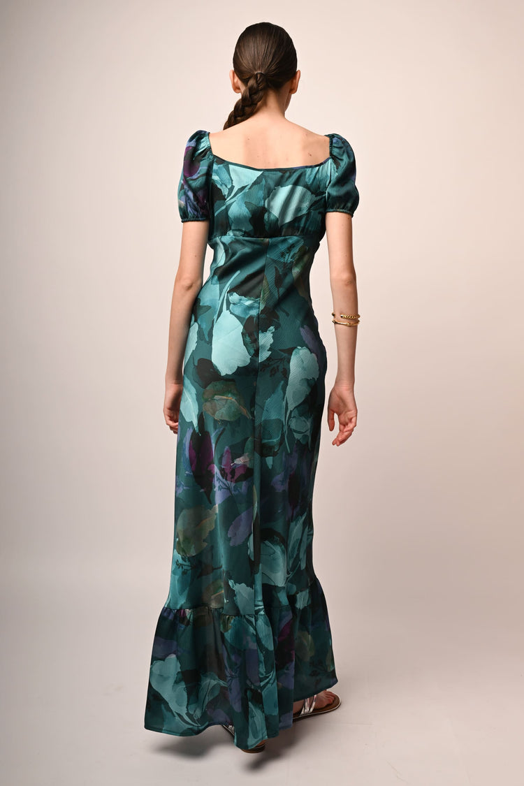 Floral print split long dress