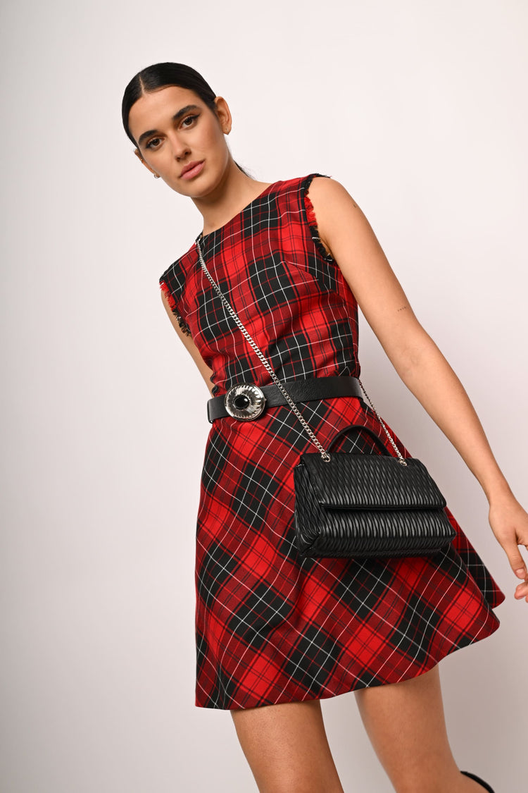 Tartan print mini dress
