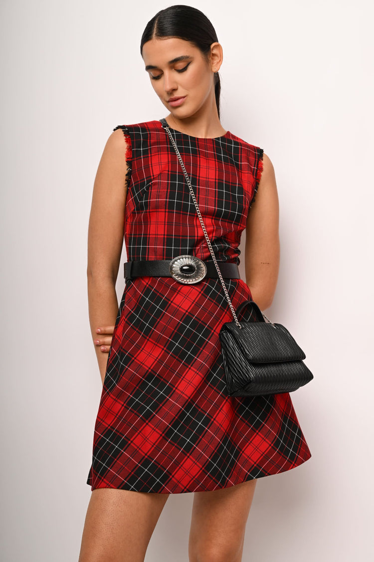 Tartan print mini dress