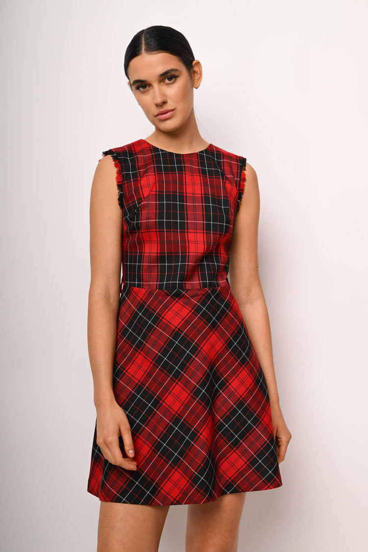 Tartan print mini dress