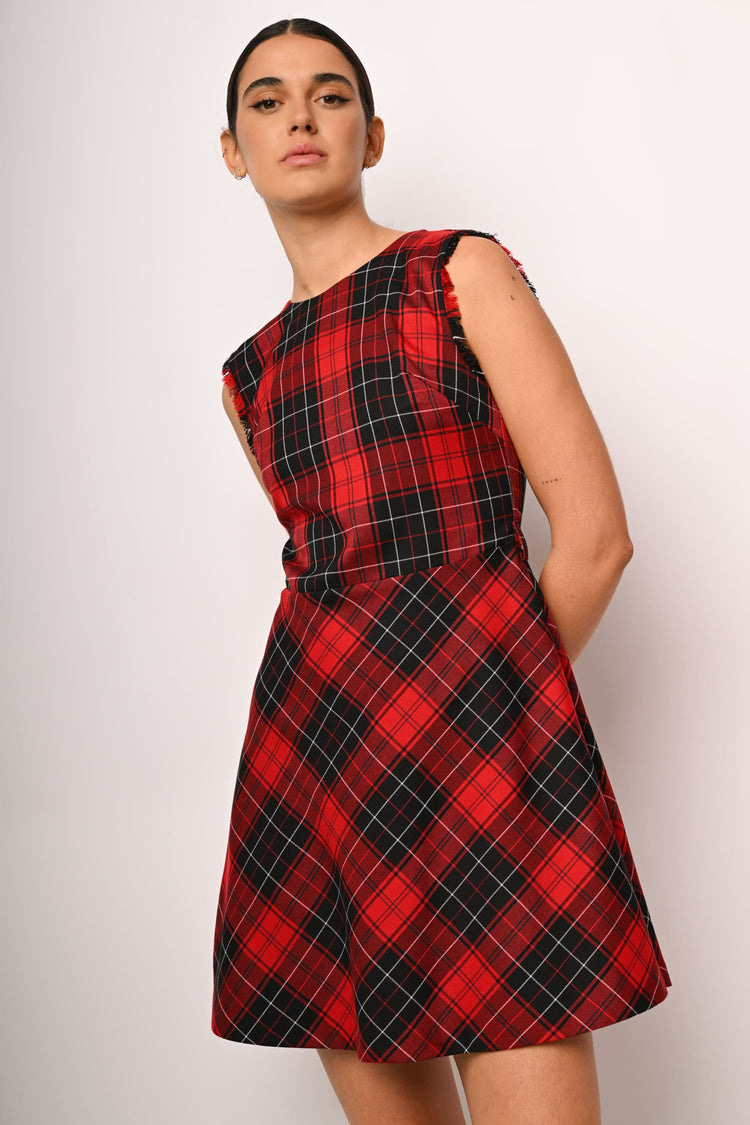 Tartan print mini dress