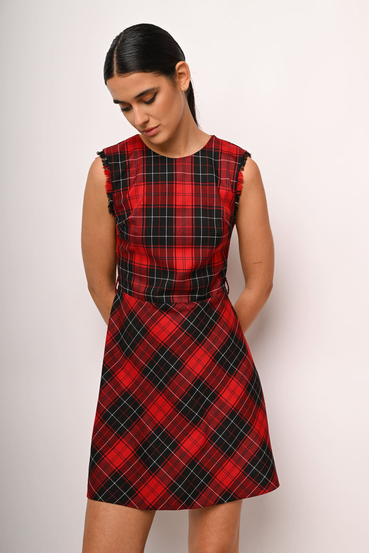 Tartan print mini dress