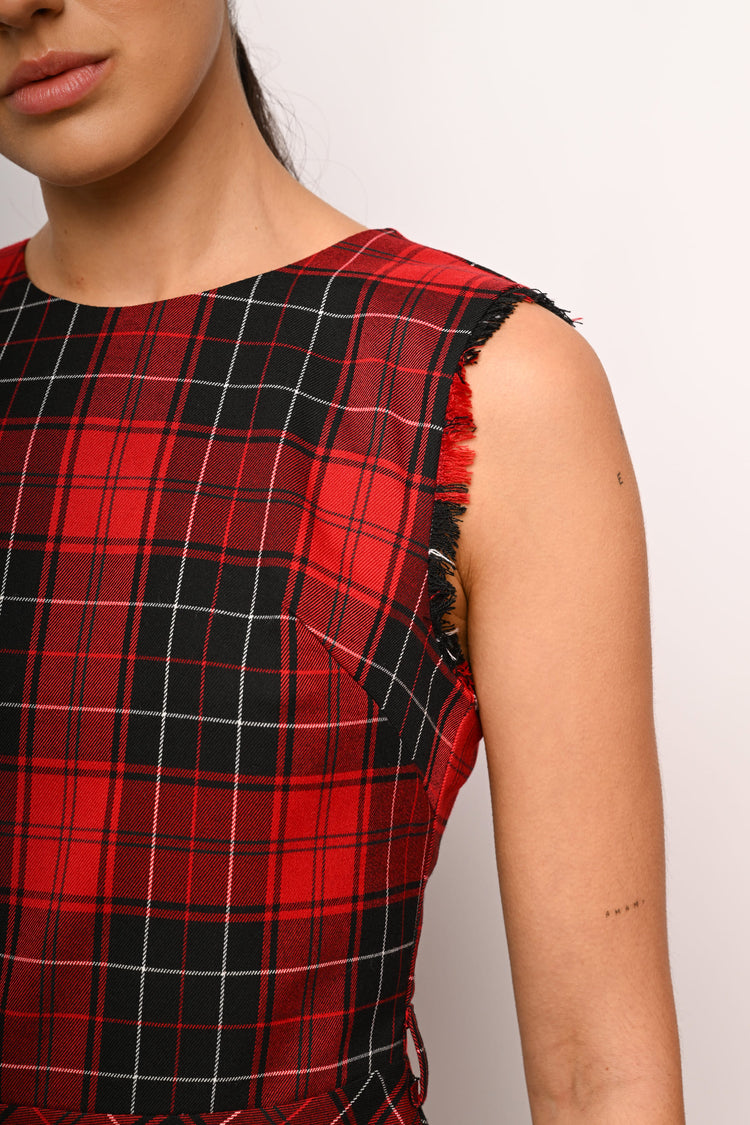 Tartan print mini dress