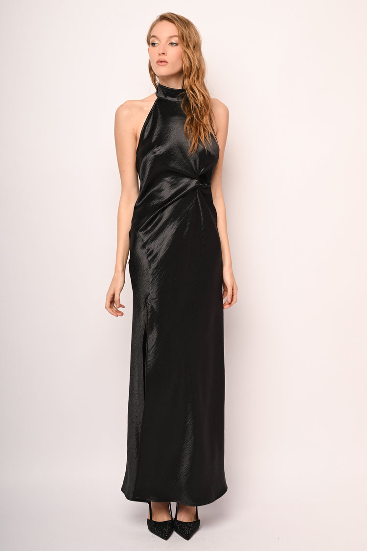 Abito lungo halter con nodo