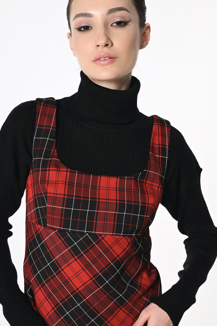 Tartan print mini dress