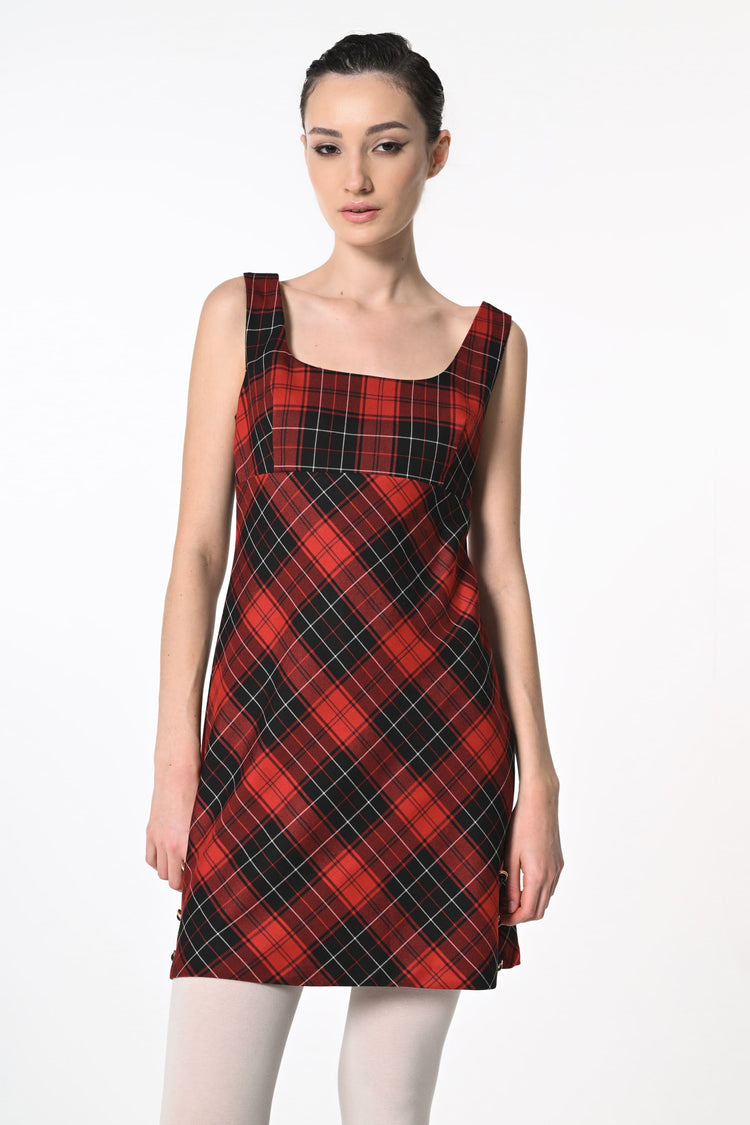 Tartan print mini dress