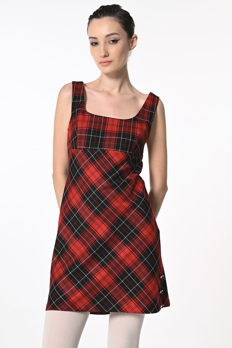 Tartan print mini dress