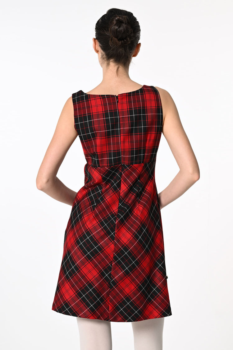 Tartan print mini dress