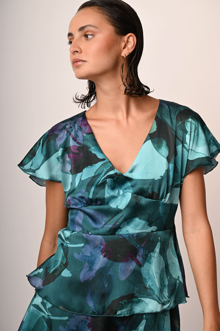 Floral print tiered mini dress