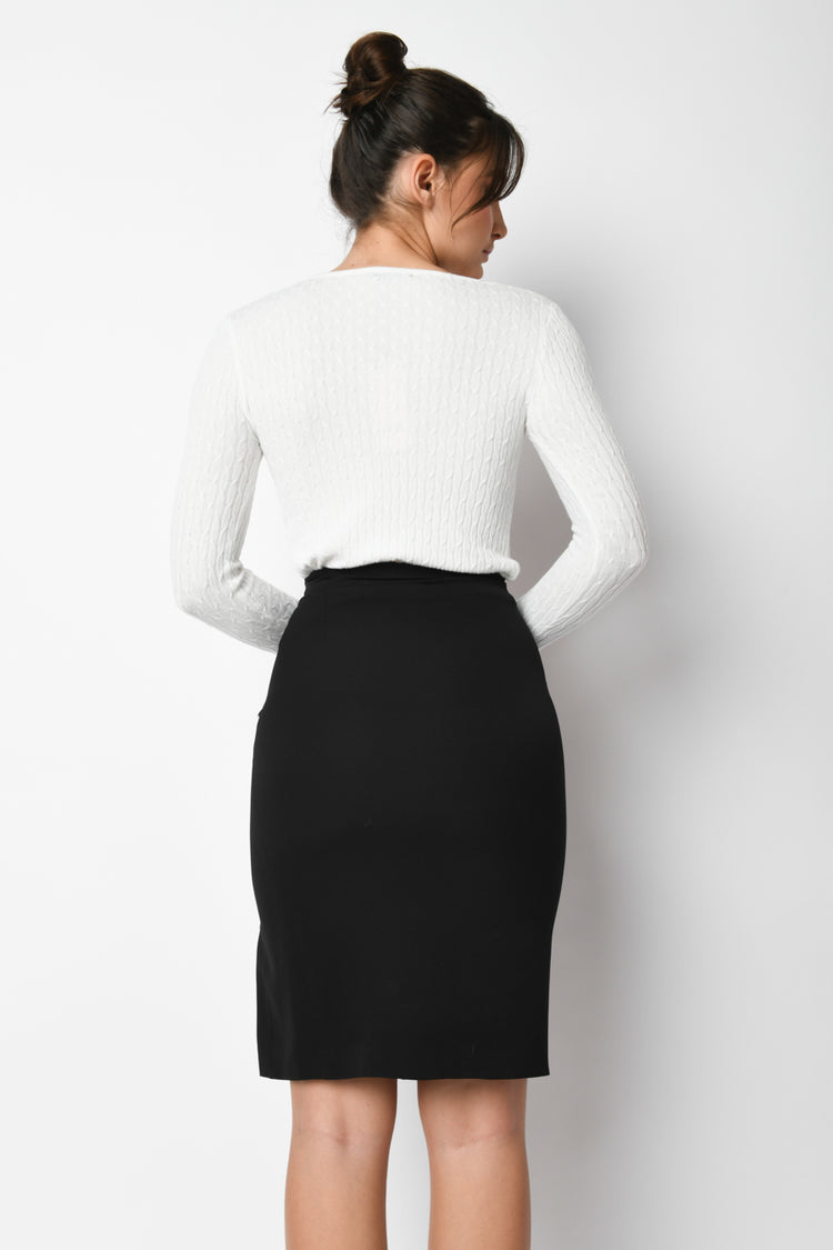 Gold-tone buttons pencil skirt