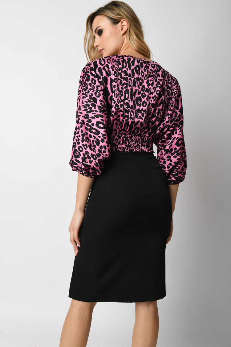 Gold-tone buttons pencil skirt