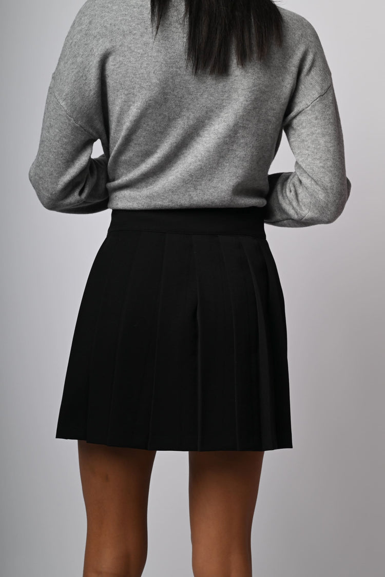 Button-detail pleated miniskirt