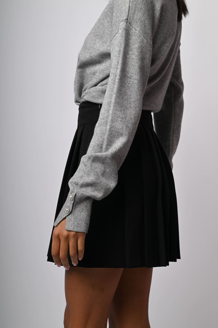 Button-detail pleated miniskirt