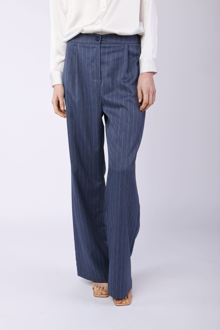 Pinstriped fabric trousers